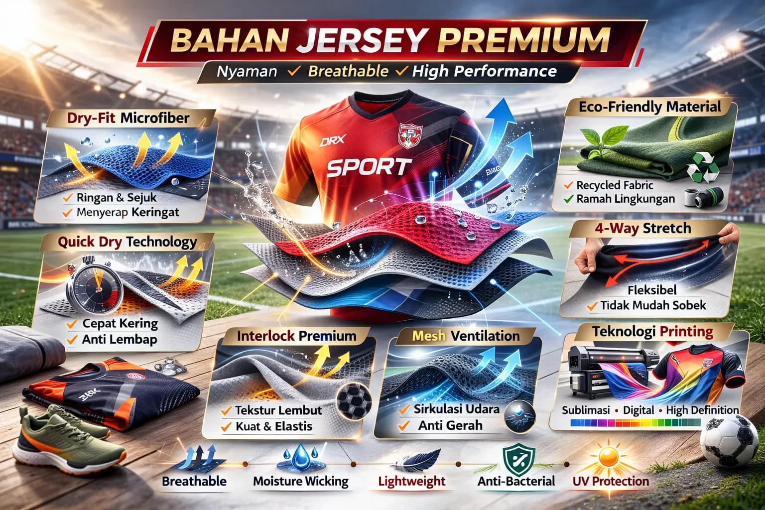 Bahan Jersey Premium: Jenis, Ciri-Ciri, dan Rekomendasi Terbaik untuk Olahraga di Indonesia