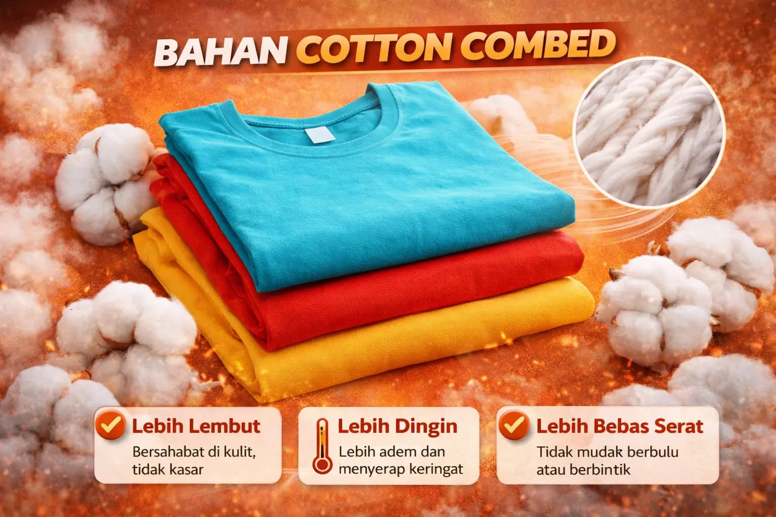 Bahan Cotton Combed: Pengertian, Jenis, Kelebihan & Cocok untuk Apparel Olahraga?